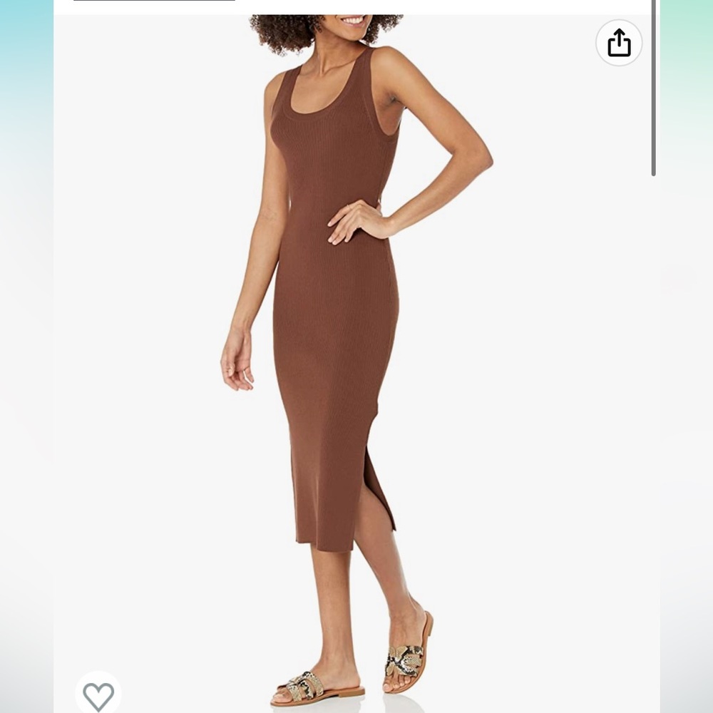 Brown midi dress with slit